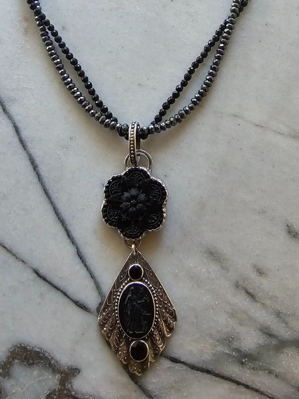 Echo of the Dreamer Mars & Valentine Cameo Sterling Silver Necklace